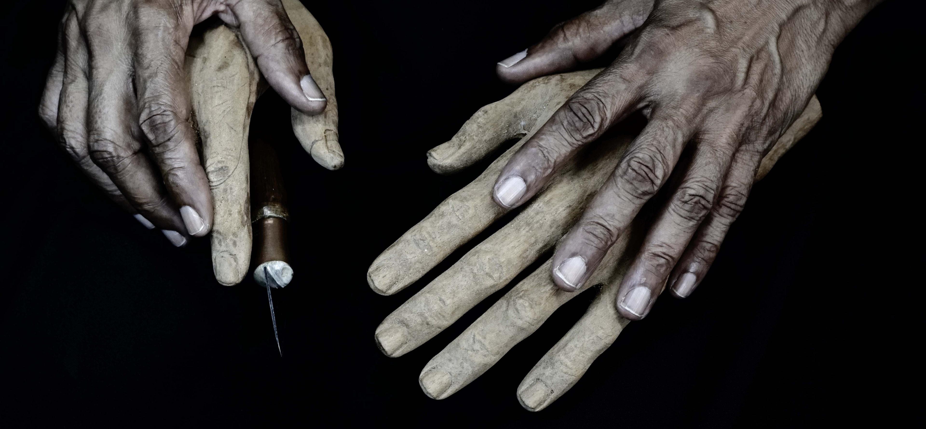 Hands of local artisan